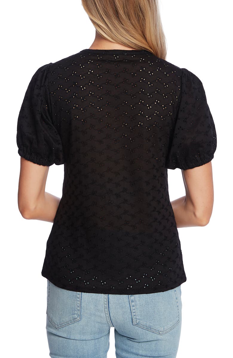 CeCe Puff Sleeve Eyelet Top, Alternate, color,