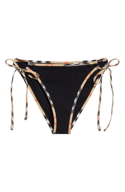 Starla Check Trim String Bikini Bottoms