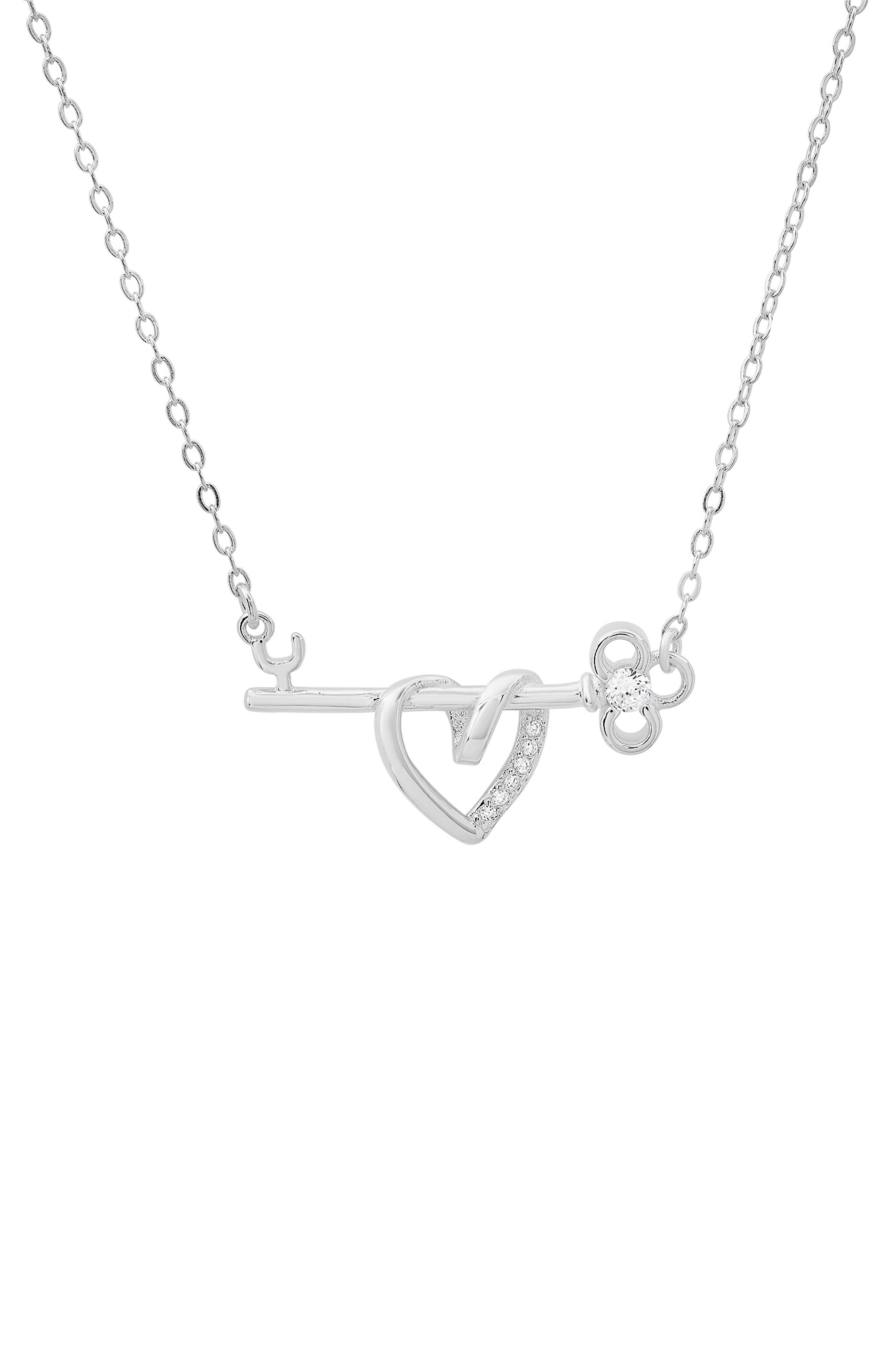 Queen Jewels Key to my Heart CZ Bar Necklace