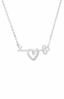 Queen Jewels Key to my Heart CZ Bar Necklace