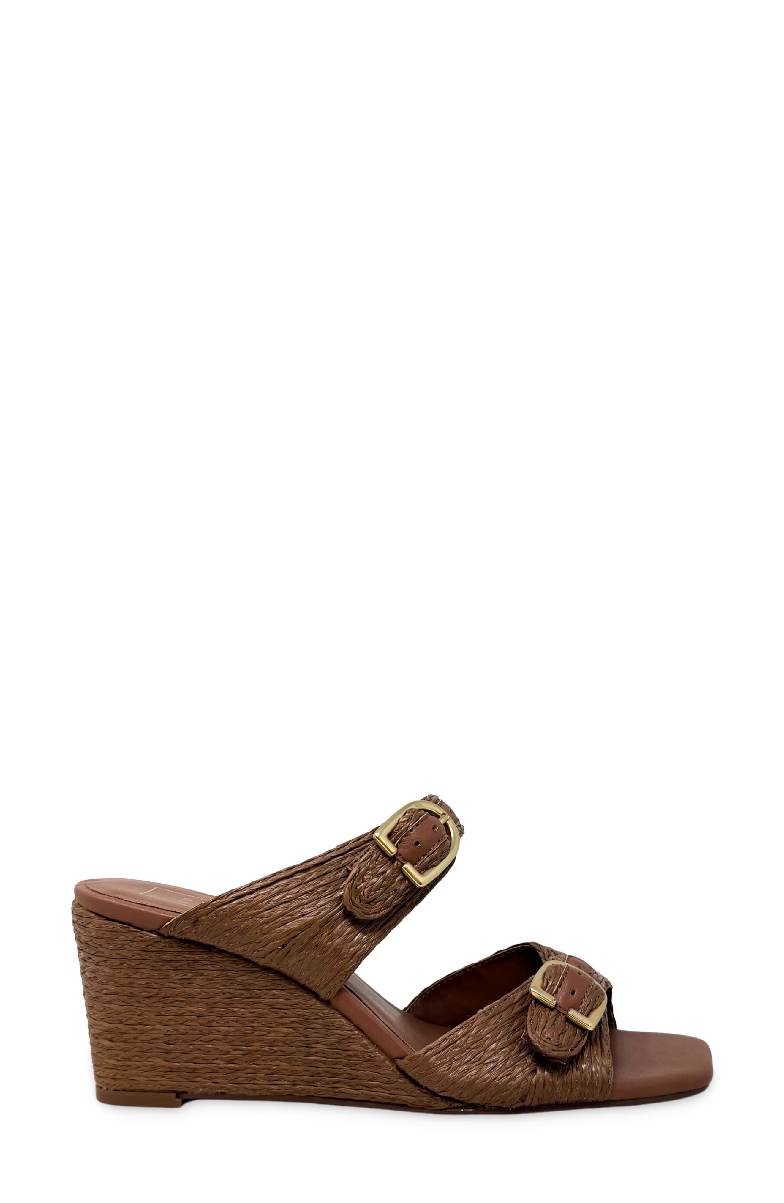 SHUSHOP Ignacia Wedge Slide Sandal, Alternate, color, Brown Woven