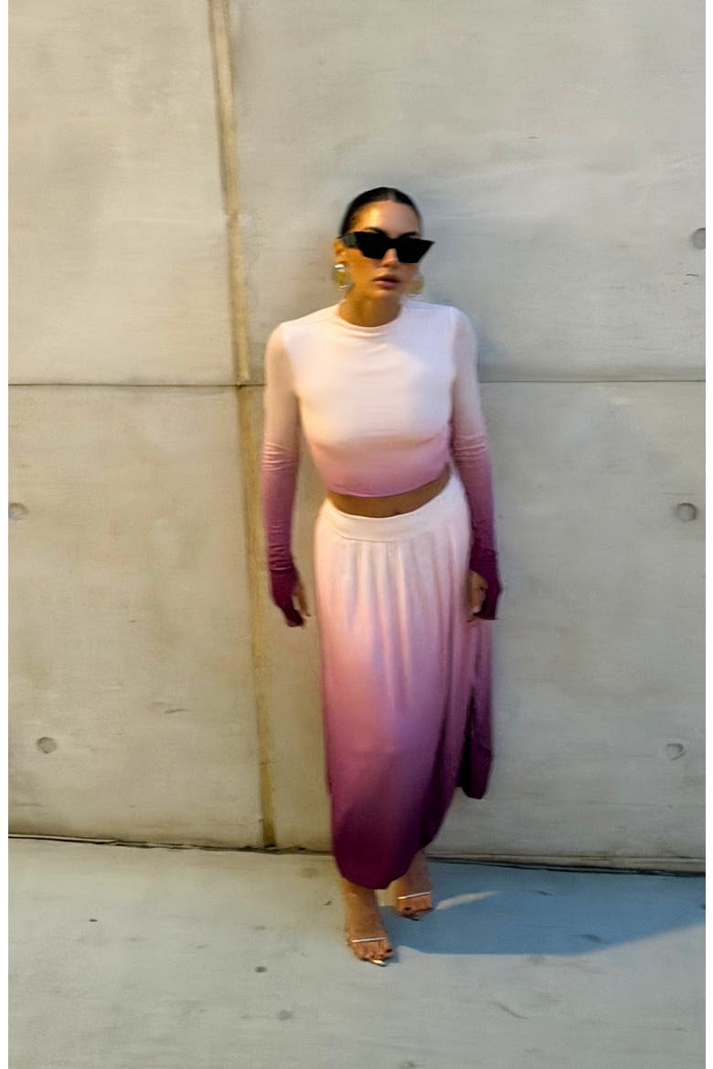 Eleni Ombré Mesh Crop Top, Alternate, color, MAUVE OMBRE