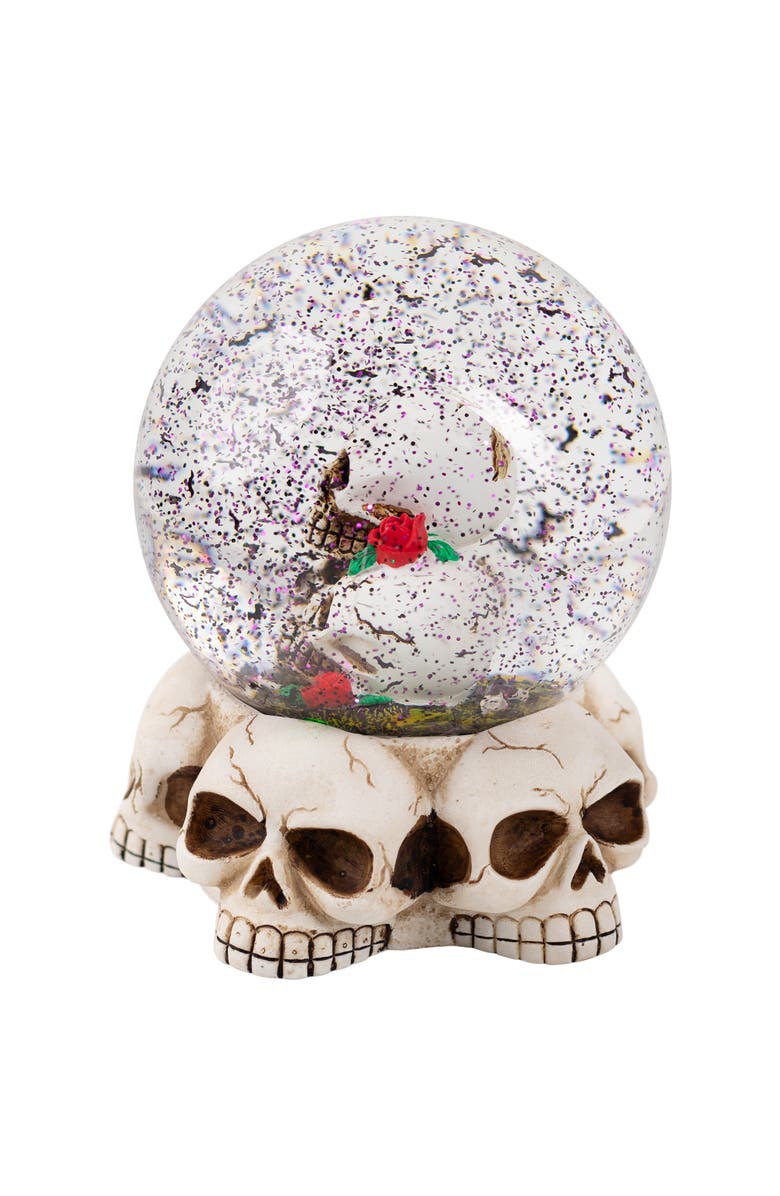 Northlight LED Lighted Skulls and Roses Halloween Snow Globe with Sound - 6", Alternate, color, Beige