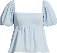 BP. Print Bubble Sleeve Babydoll Top