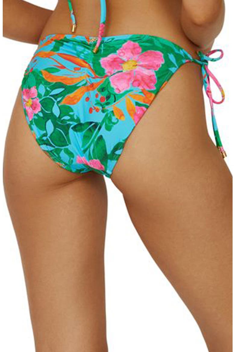 Embroidered Tie Side Bikini Bottoms, Alternate, color, ZINNIA