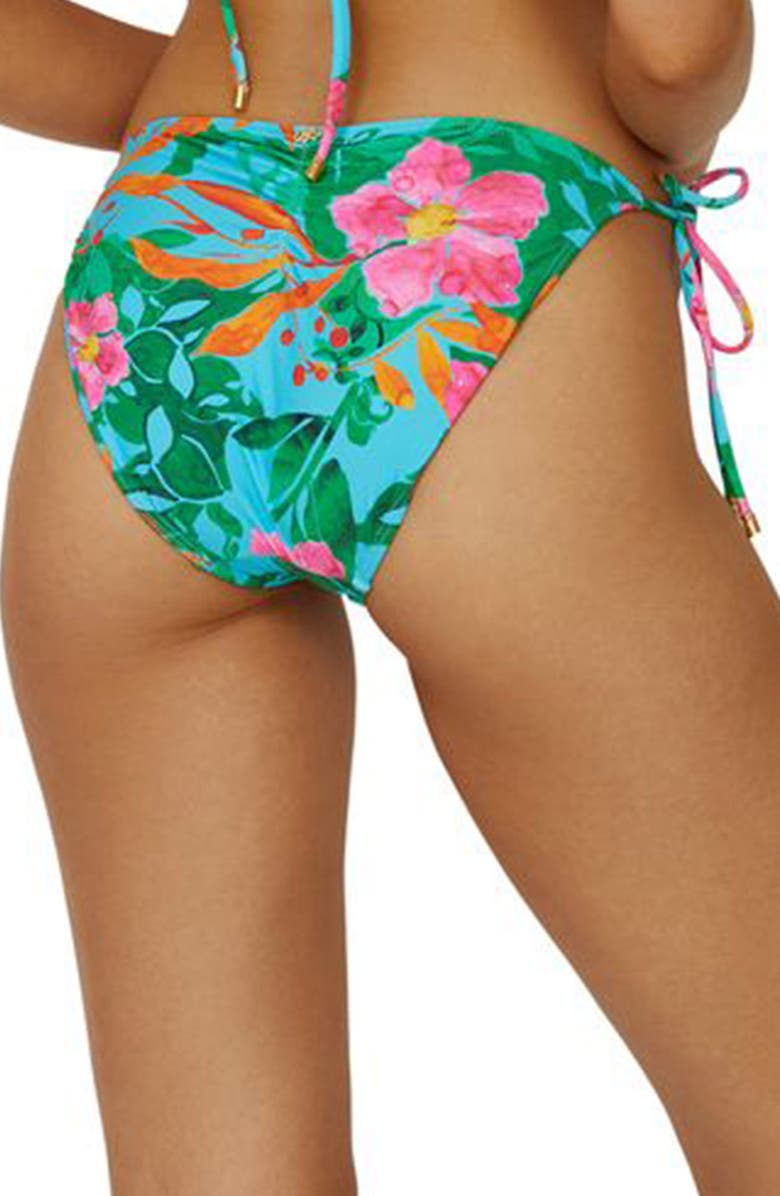PQ SWIM Embroidered Tie Side Bikini Bottoms, Alternate, color, Zinnia