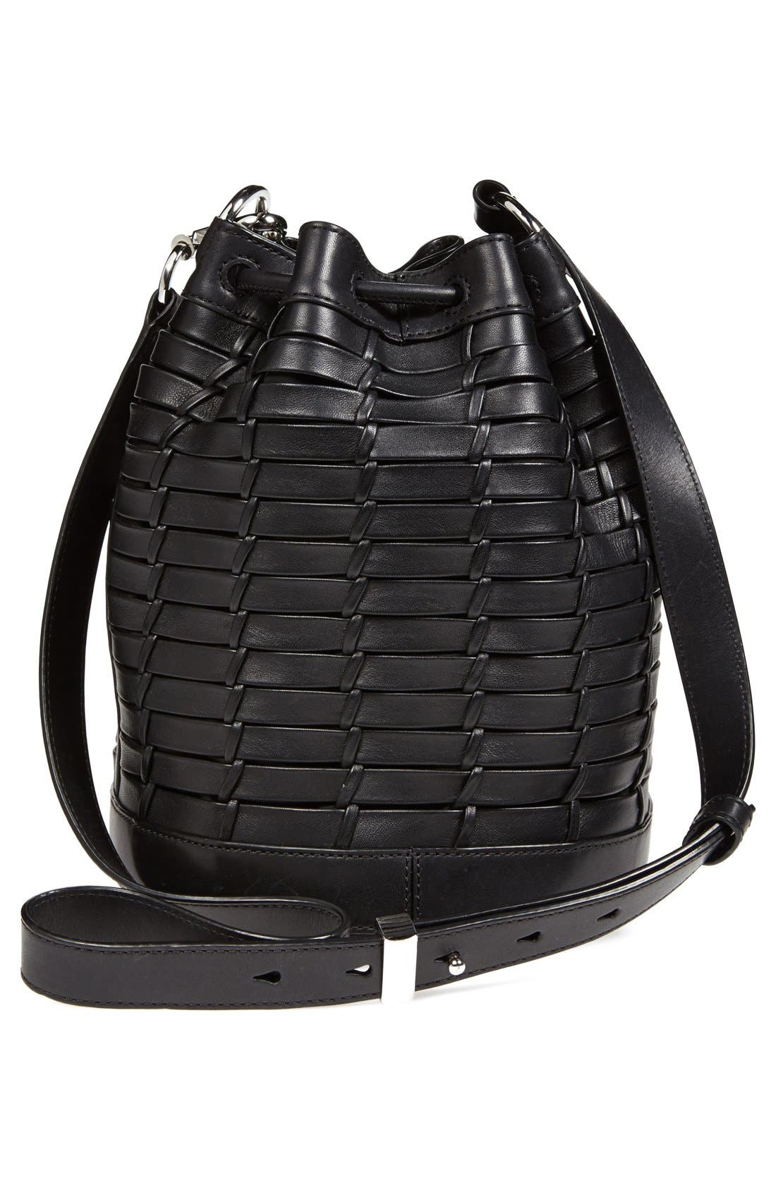 Alexander Wang 'Alpha' Woven Leather Bucket Bag, Alternate, color, 