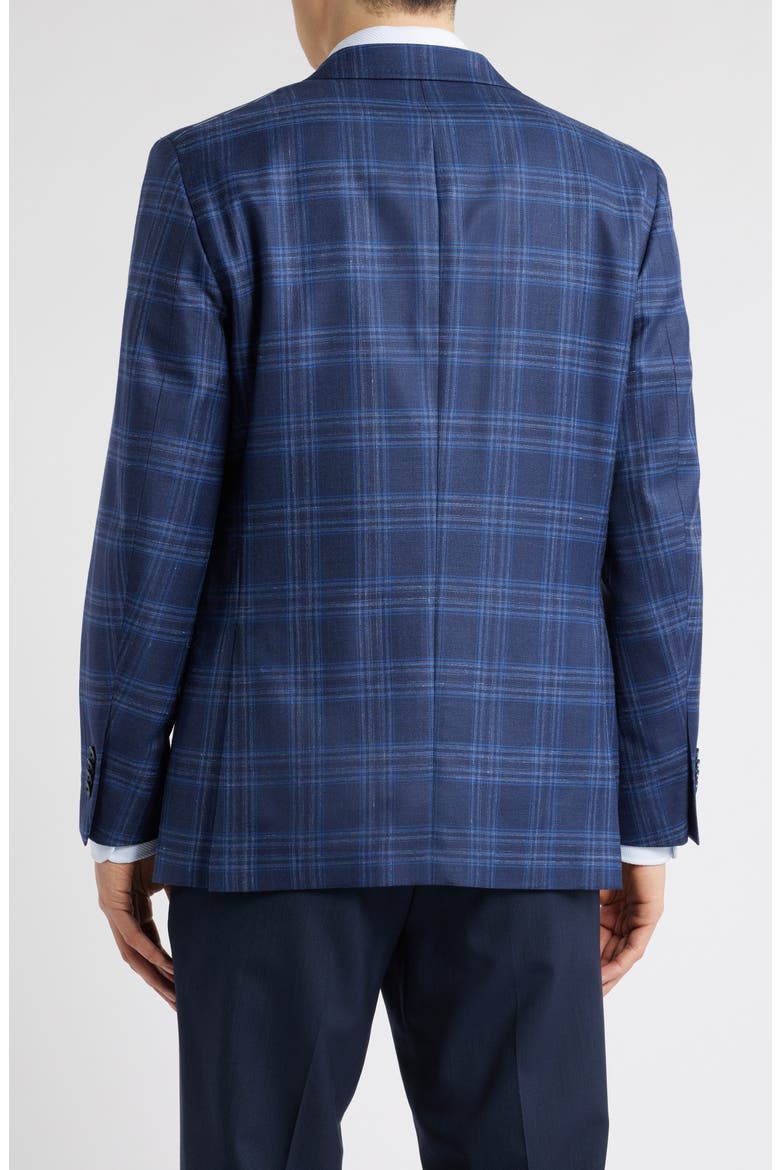 Hyperlight Soft Plaid Slub Wool & Silk Blend Sport Coat, Alternate, color, NAVY