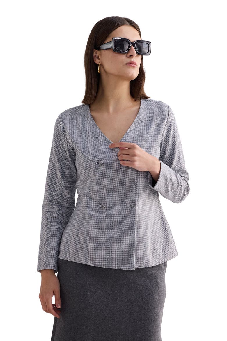 Fitted Cotton Tweed Jacket, Alternate, color, Steel Breeze