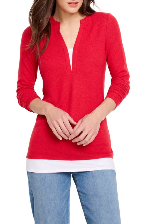 NZT by NIC+ZOE Cozy Mixed Media Layered Top in Amaryllis 