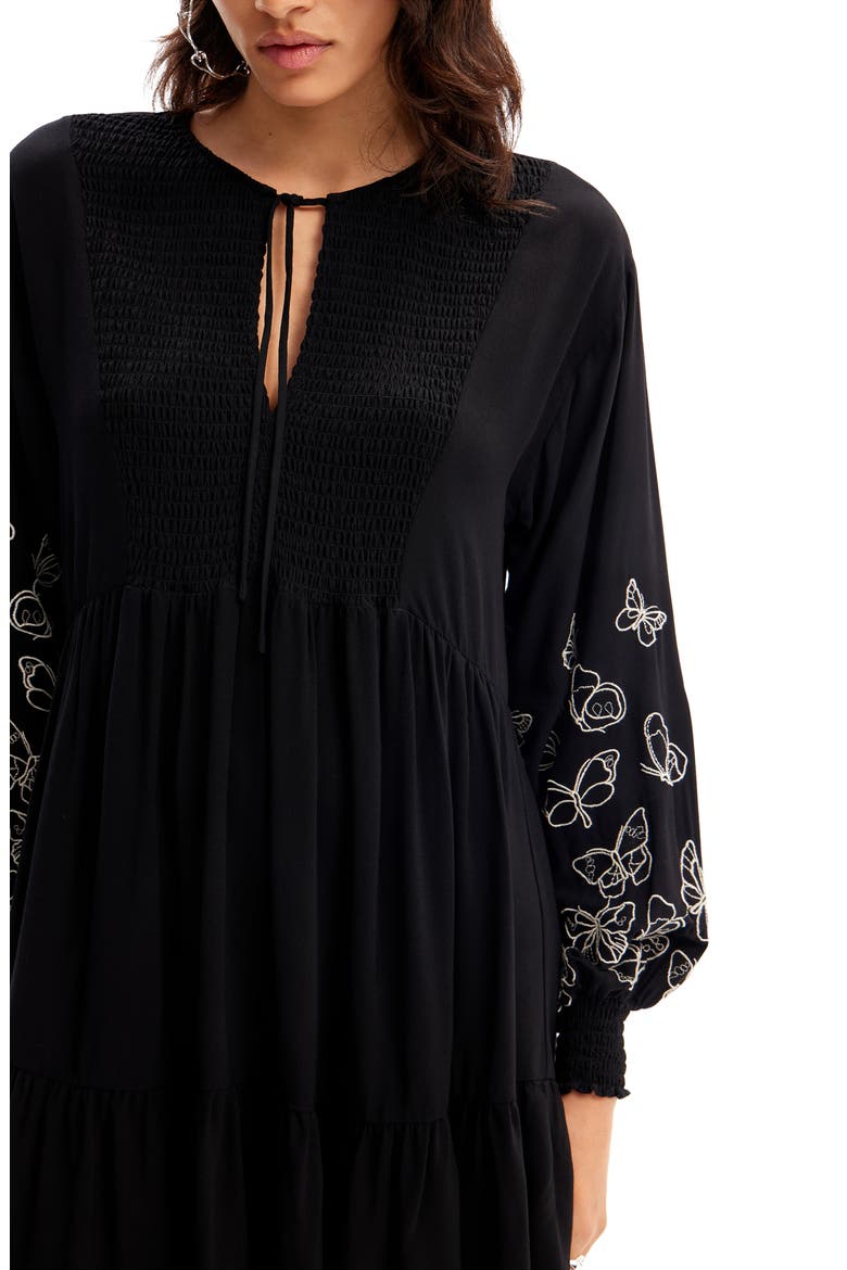 Short Butterfly Tunic Dress, Alternate, color, BLACK