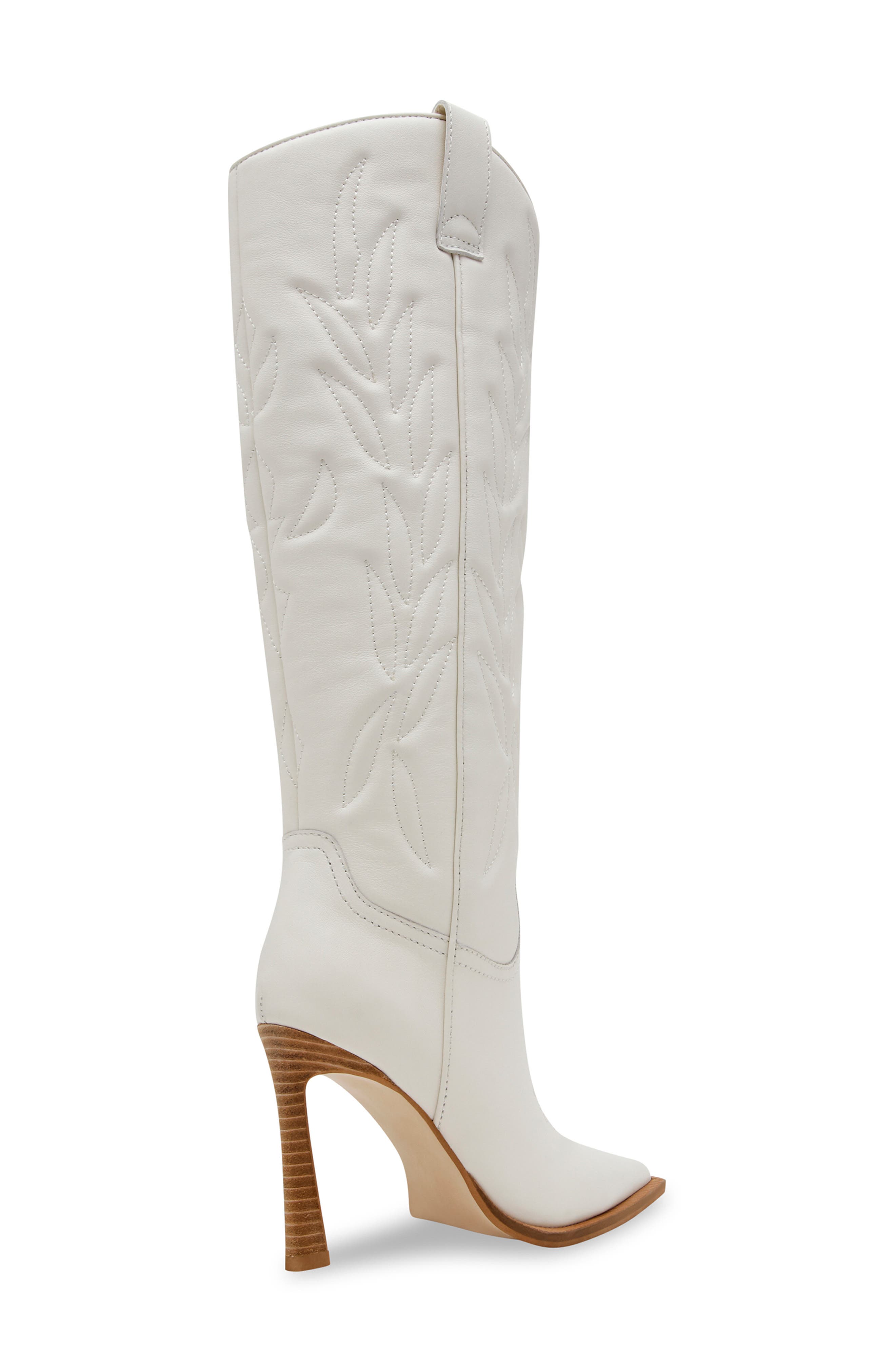 Kinzee Pointed Toe Western Boot, Alternate, color, WHITE LEATHER