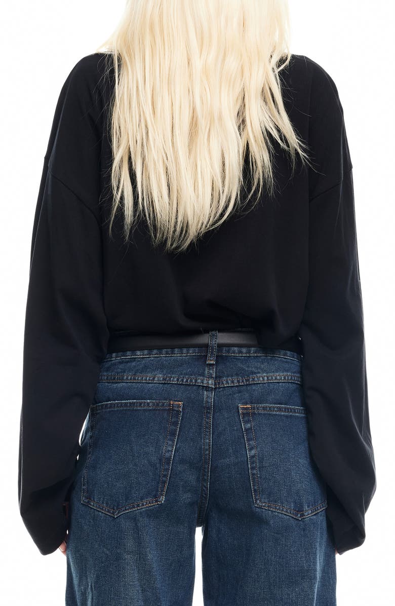 LIONESS Bloom Long Sleeve Knit Shirt, Alternate, color, Onyx