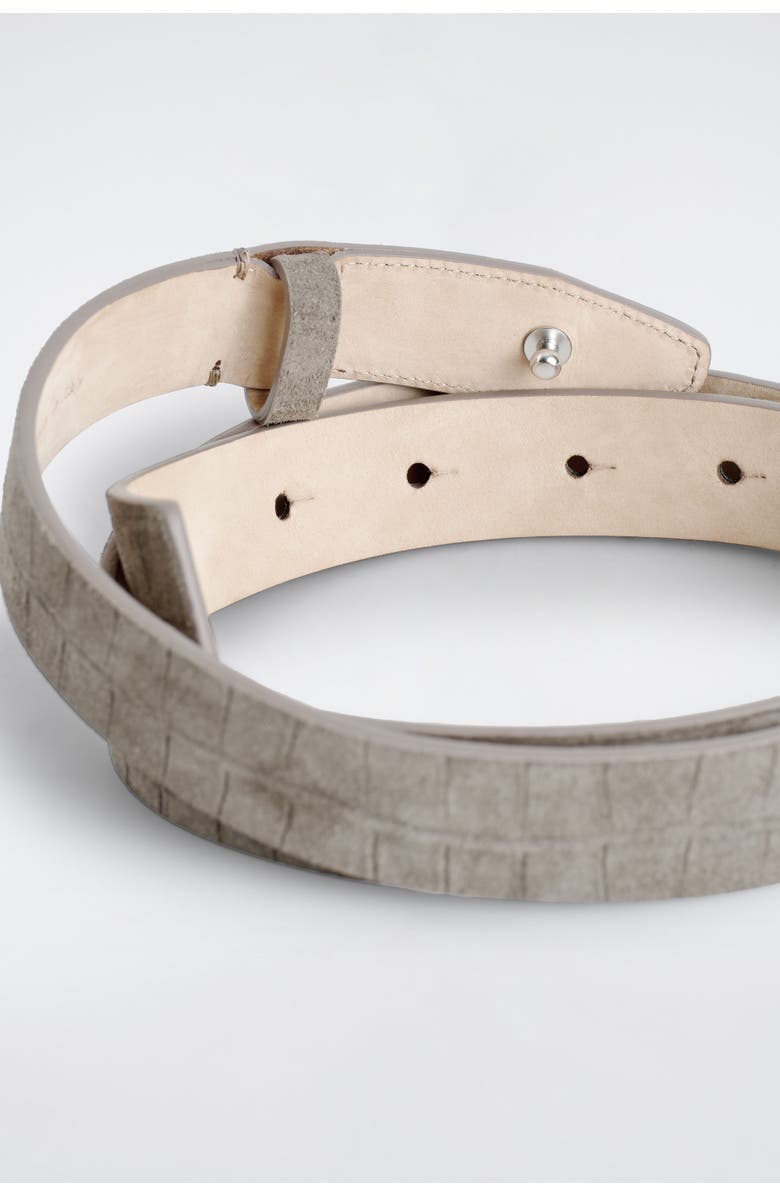 COS Croc-effect Suede Buckleless Belt, Alternate, color, Gray