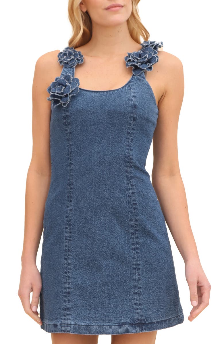 Avec Les Filles Rosette Denim Dress, Alternate, color, Monarch Wash