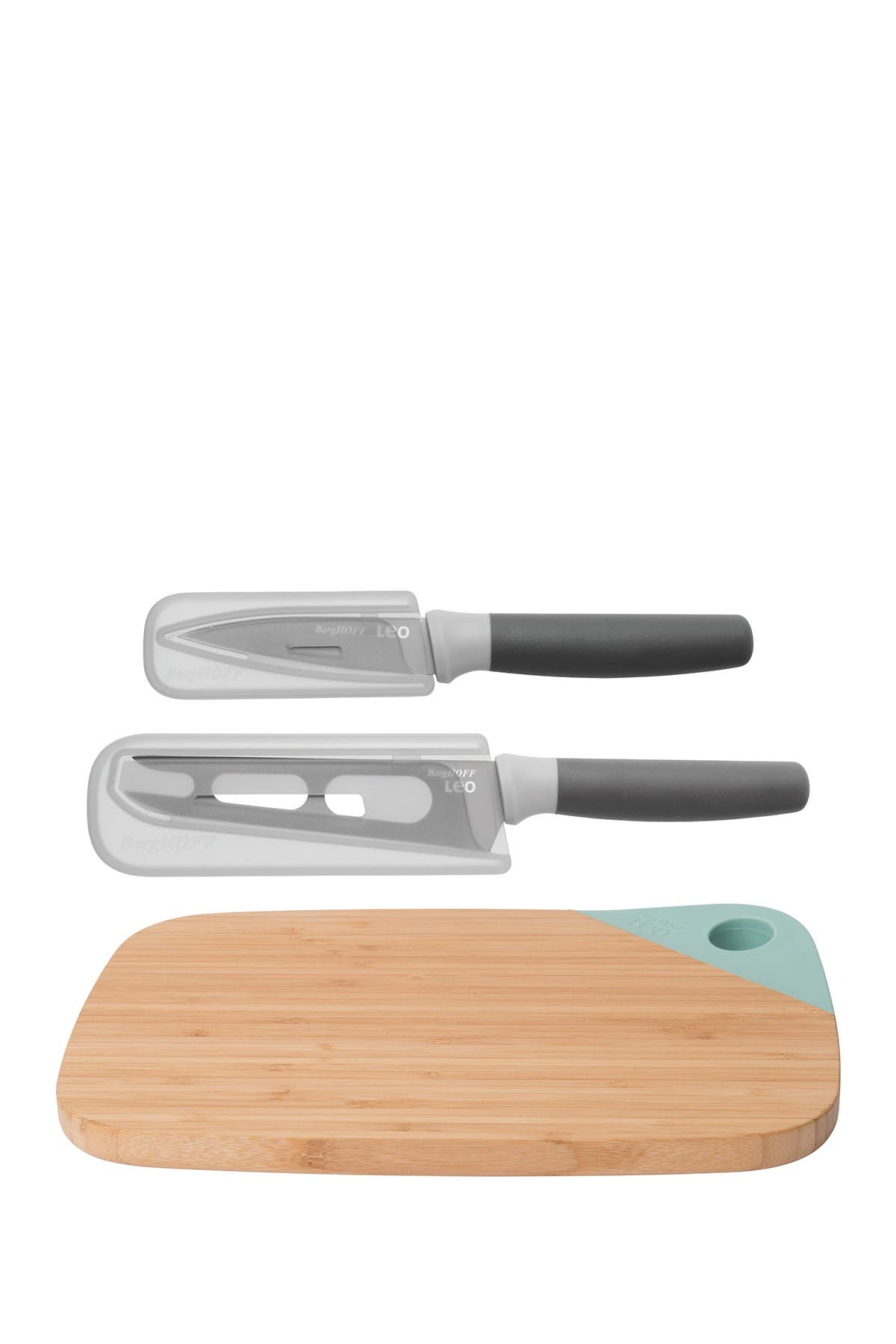 BergHOFF Green/Grey Leo 3-Piece Knife and Cutting Board Set