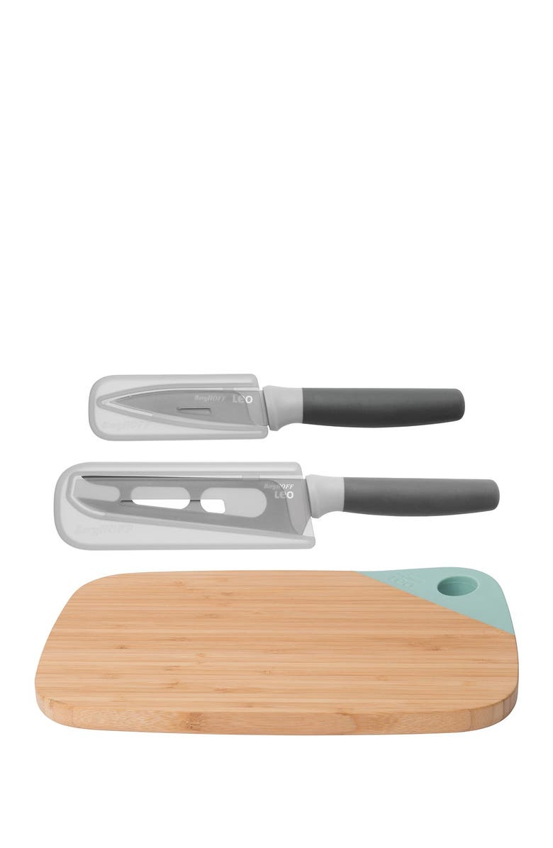 BergHOFF Green/Grey Leo 3-Piece Knife and Cutting Board Set, Main, color, Green, Grey