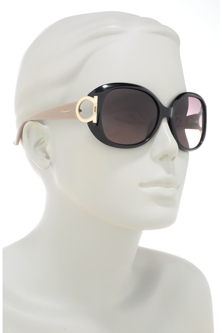 57mm Oversized Sunglasses, Alternate, color, BLACK