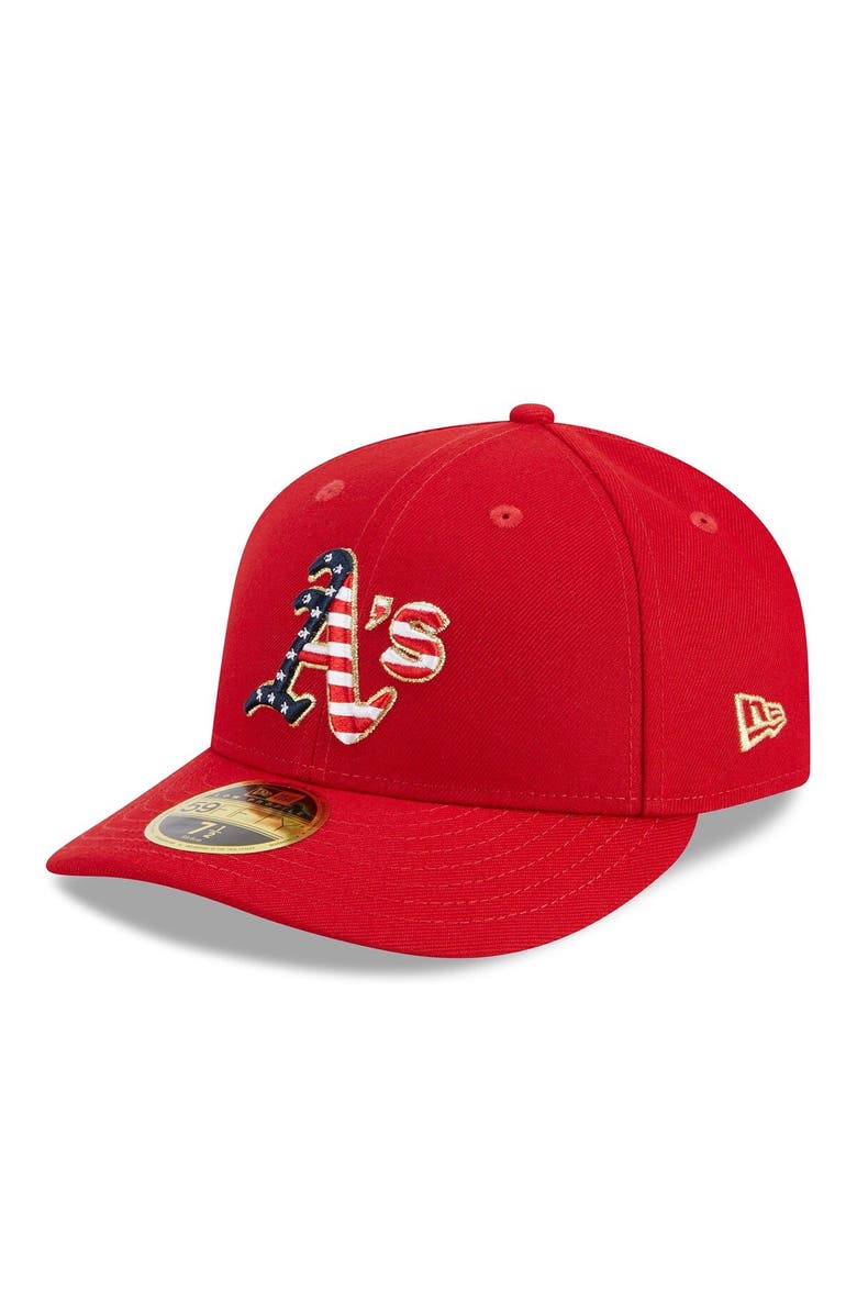 New Era Men's New Era Red Oakland Athletics 2023 Fourth of July Low Profile 59FIFTY Fitted Hat, Alternate, color, Red