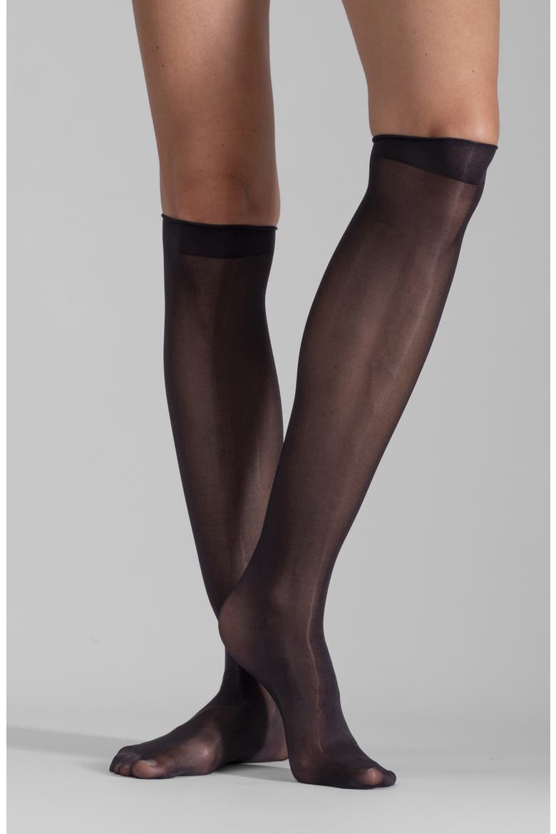 2-Pack Lustrous Silky Sheer Knee-High Socks, Alternate, color, BLACK