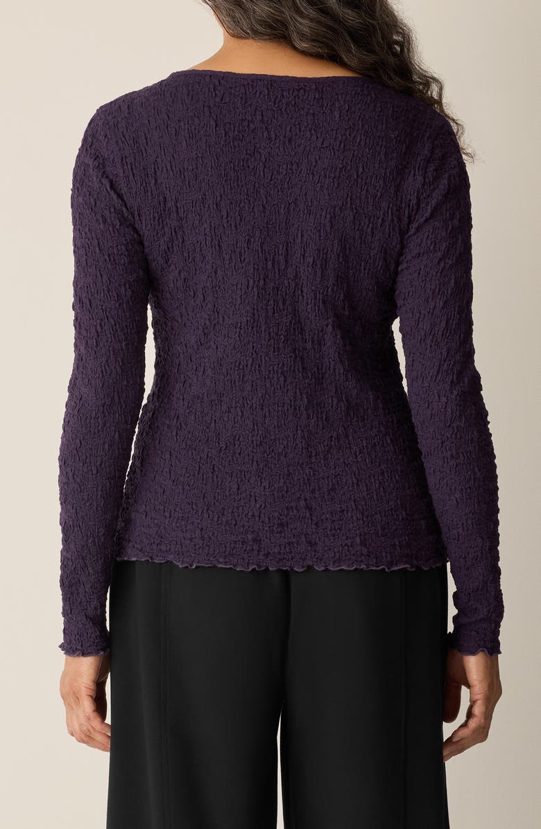 Eileen Fisher Long Sleeve Organic Cotton Crewneck Top, Alternate, color, Aubergine