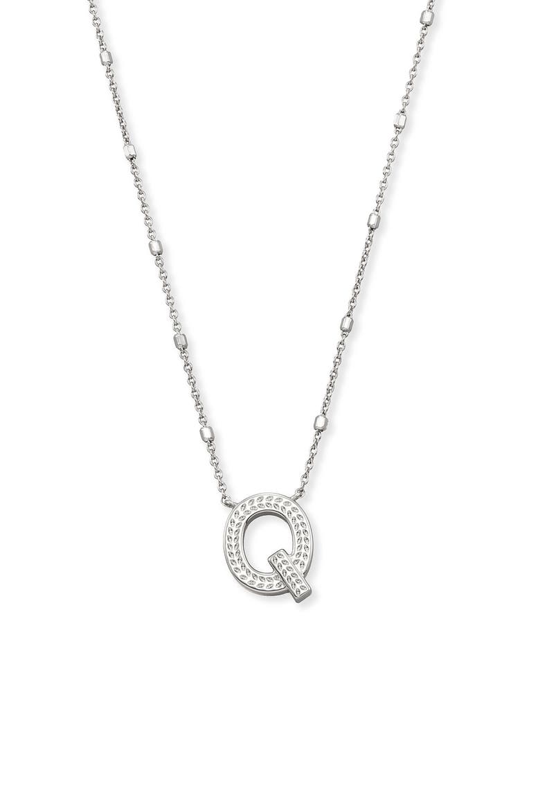 Initial Pendant Necklace, Main, color, RHODIUM METAL-Q