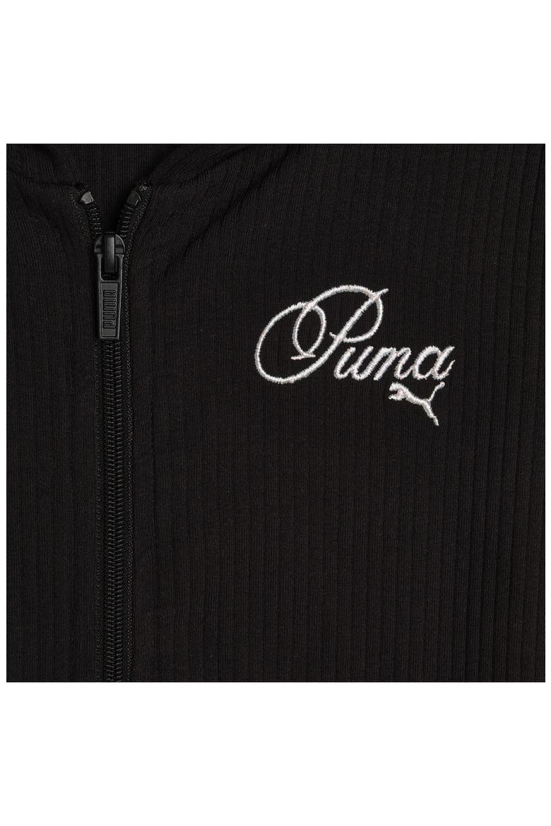 Kids' Bow Society Ribbed Stretch Cotton Hoodie, Alternate, color, PUMA BLACK
