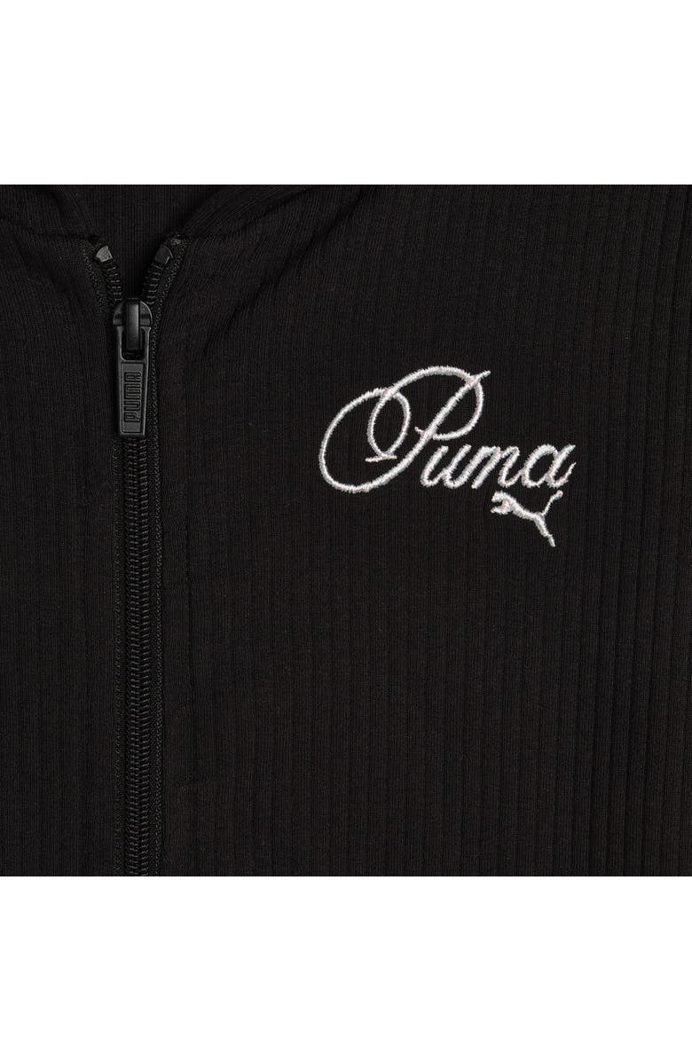 PUMA Kids' Bow Society Ribbed Stretch Cotton Hoodie, Alternate, color, Puma Black