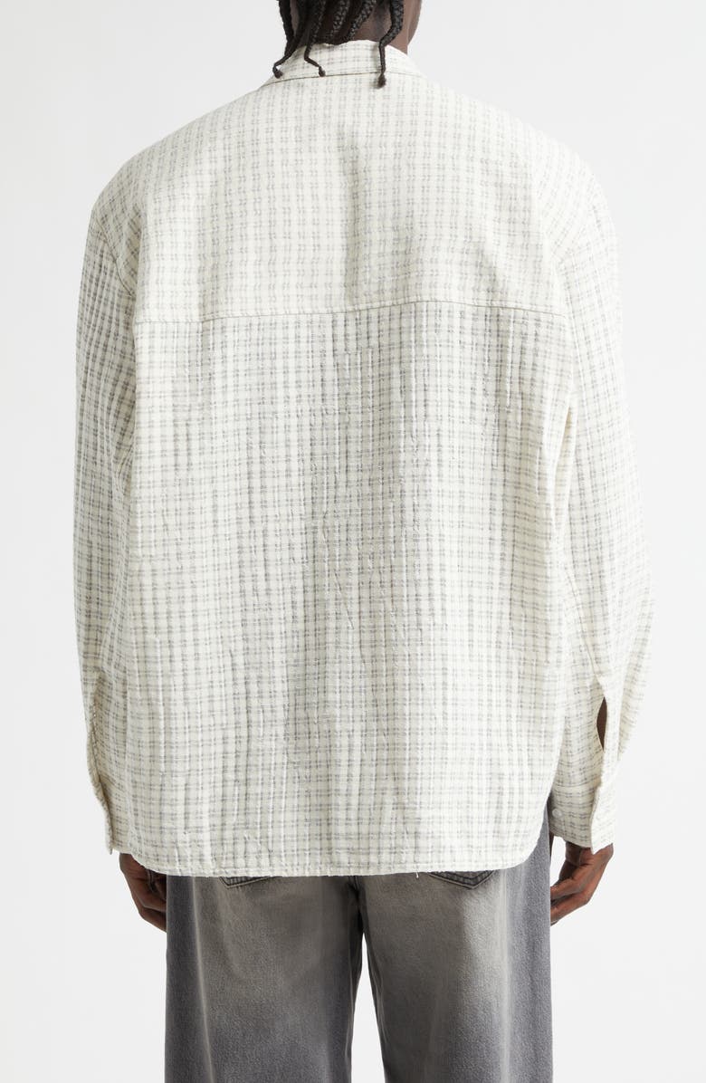 Séfr Wes Check Cotton Seersucker Button-Up Shirt, Alternate, color, Subtle Beige Check