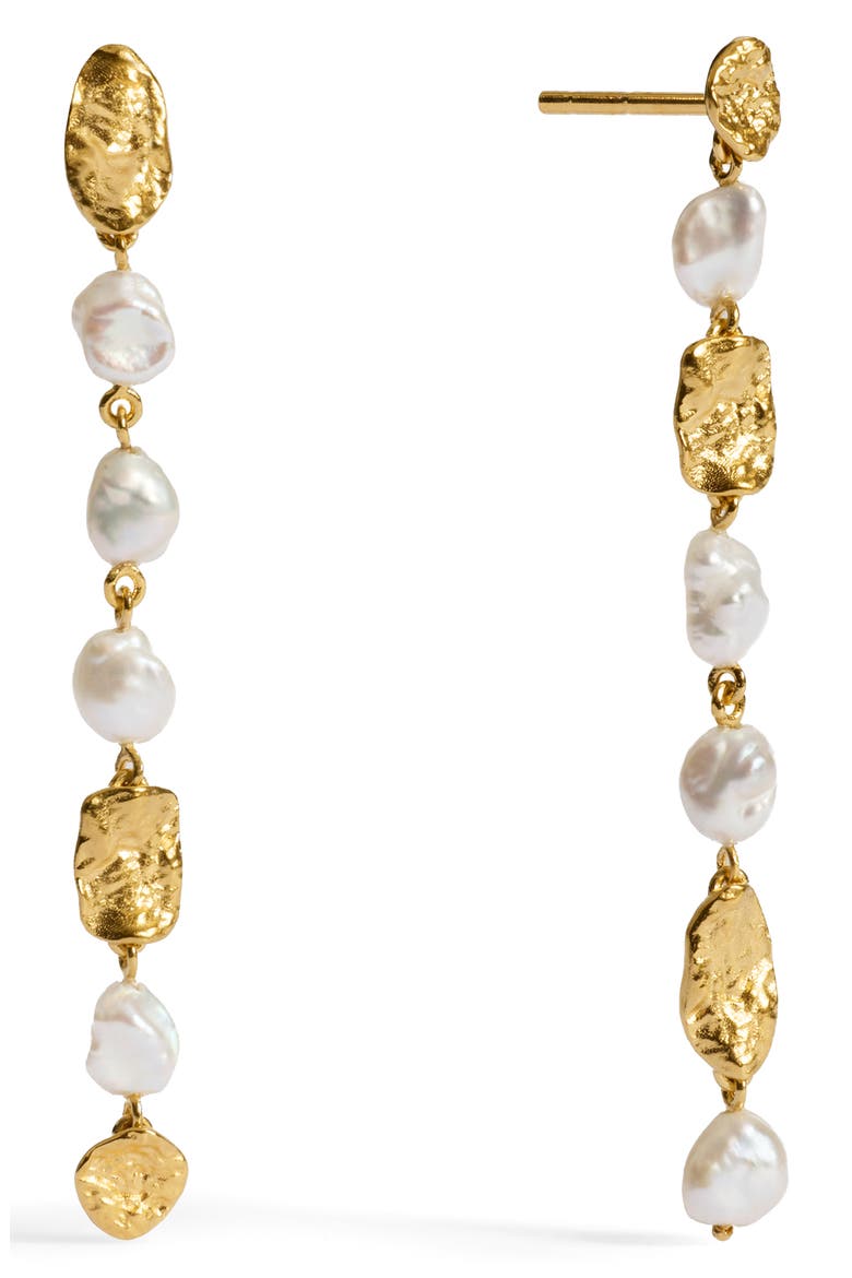 Capri Freshwater Pearl Drop Earrings, Main, color, 18K GOLD VERMEIL / PEARL