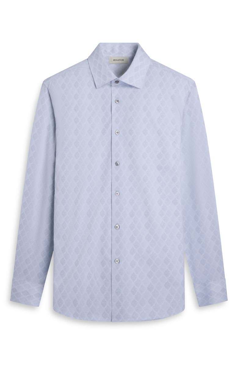 Bugatchi James OoohCotton<sup>®</sup> Leaf Print Button-Up Shirt, Alternate, color, Platinum