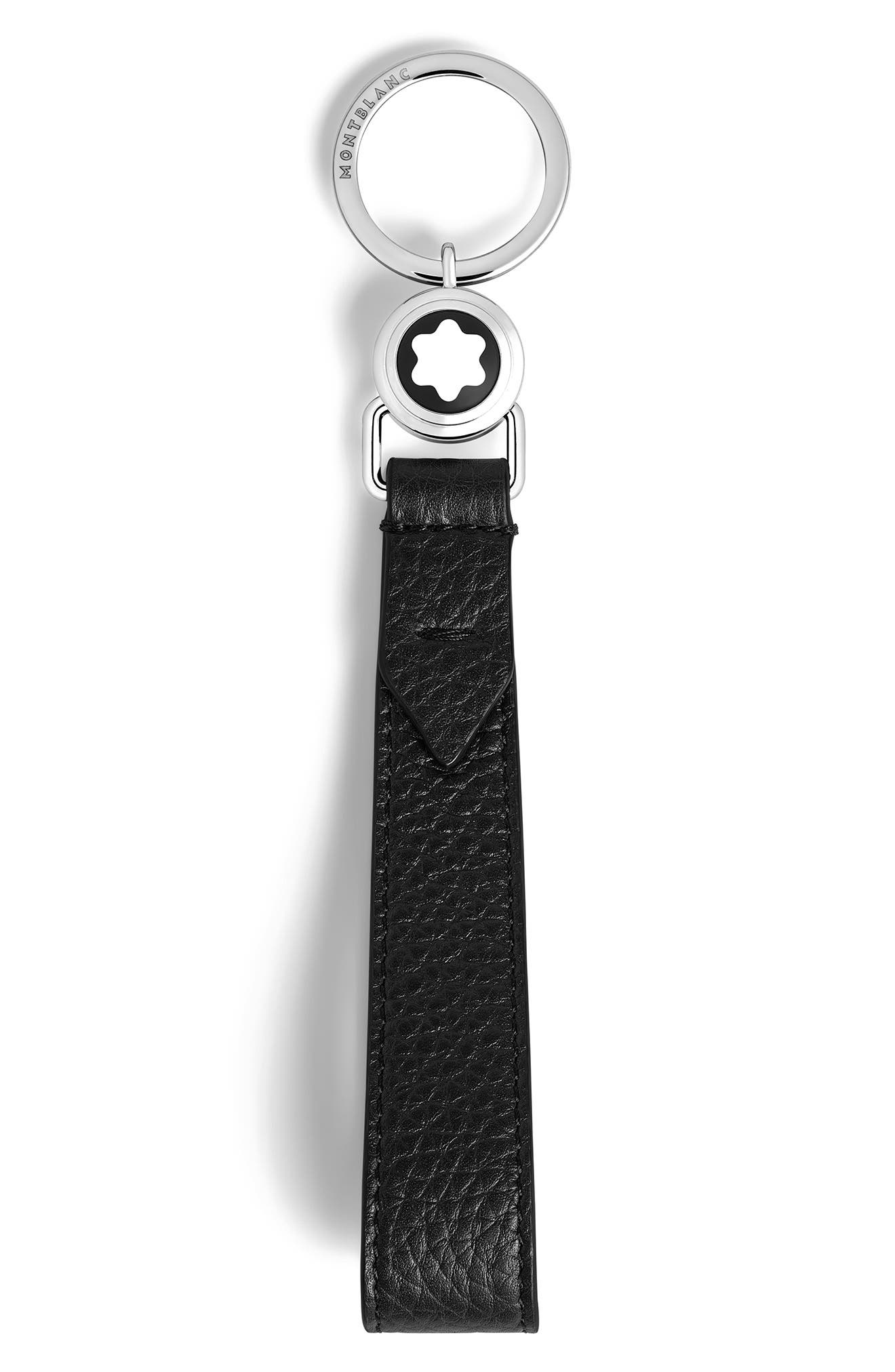 Grain Leather Key Fob, Main, color, BLACK