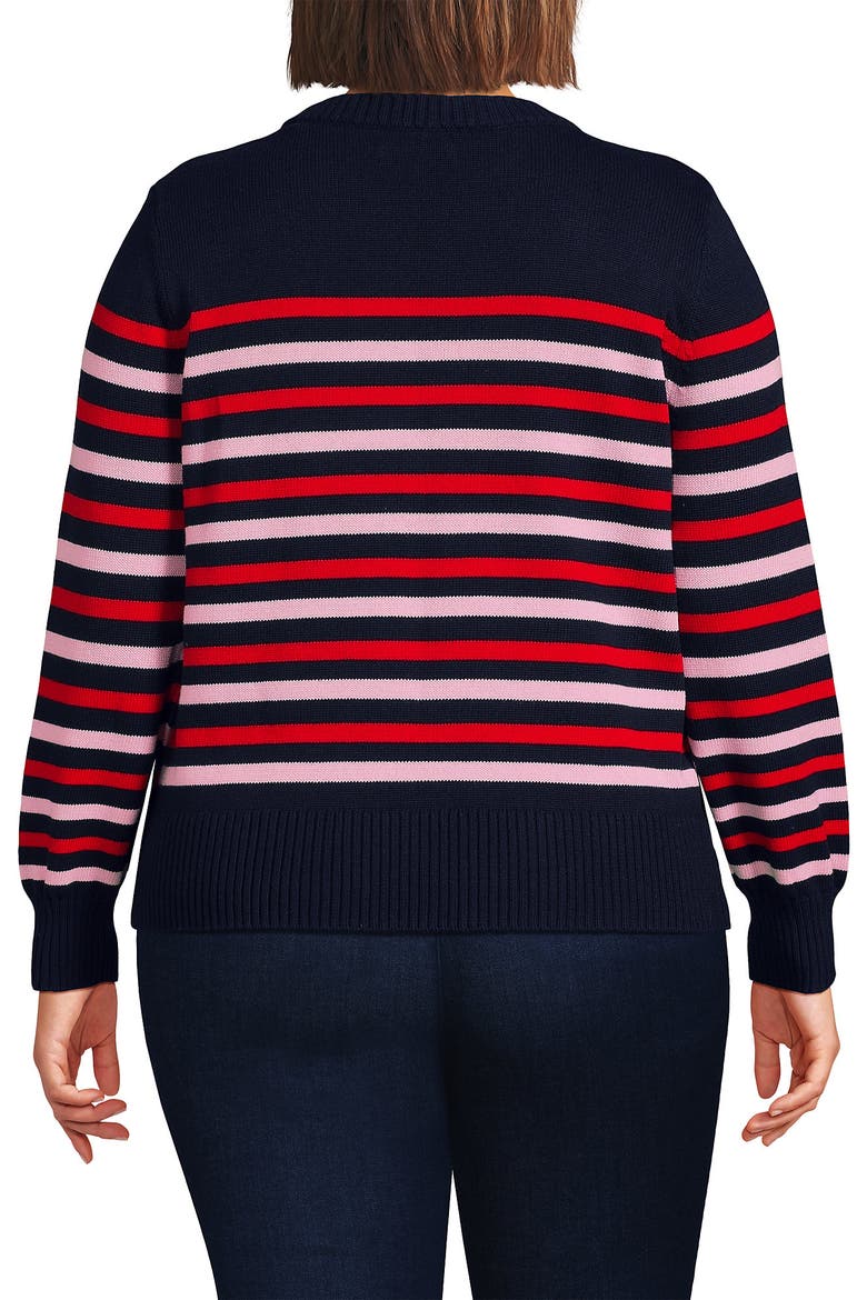 Plus Size Drifter Jacquard Sweater, Alternate, color, Candy Heart/Navy/Red Stripe