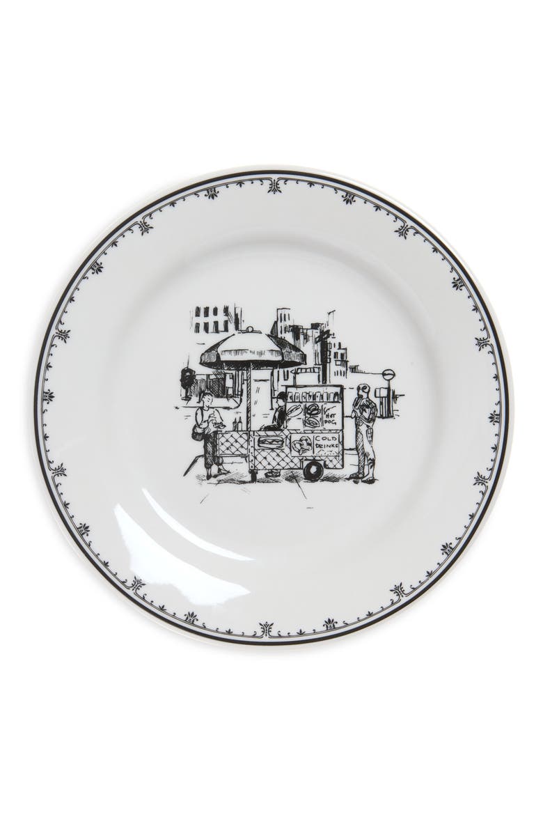 NYC Toile Cart Plate, Main, color, WHITE/ BLACK