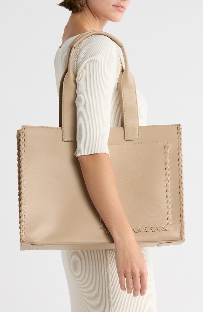 BCBG Whipstitch Tote, Alternate, color, Taupe