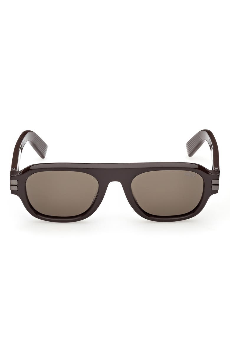 ZEGNA 53mm Geometric Sunglasses, Main, color, 