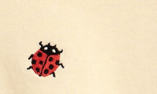 Mini Rodini Kids' Lady Bug Embroidered Organic Cotton Graphic Sweatshirt In Off White