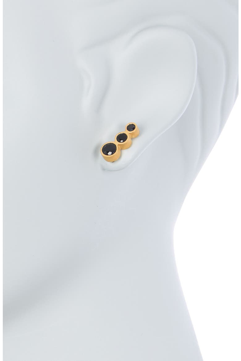 Manhattan 22K Gold Plated Black Onyx Graduated Crawler Earrings, Alternate, color, BLACK ONYX/ GOLD