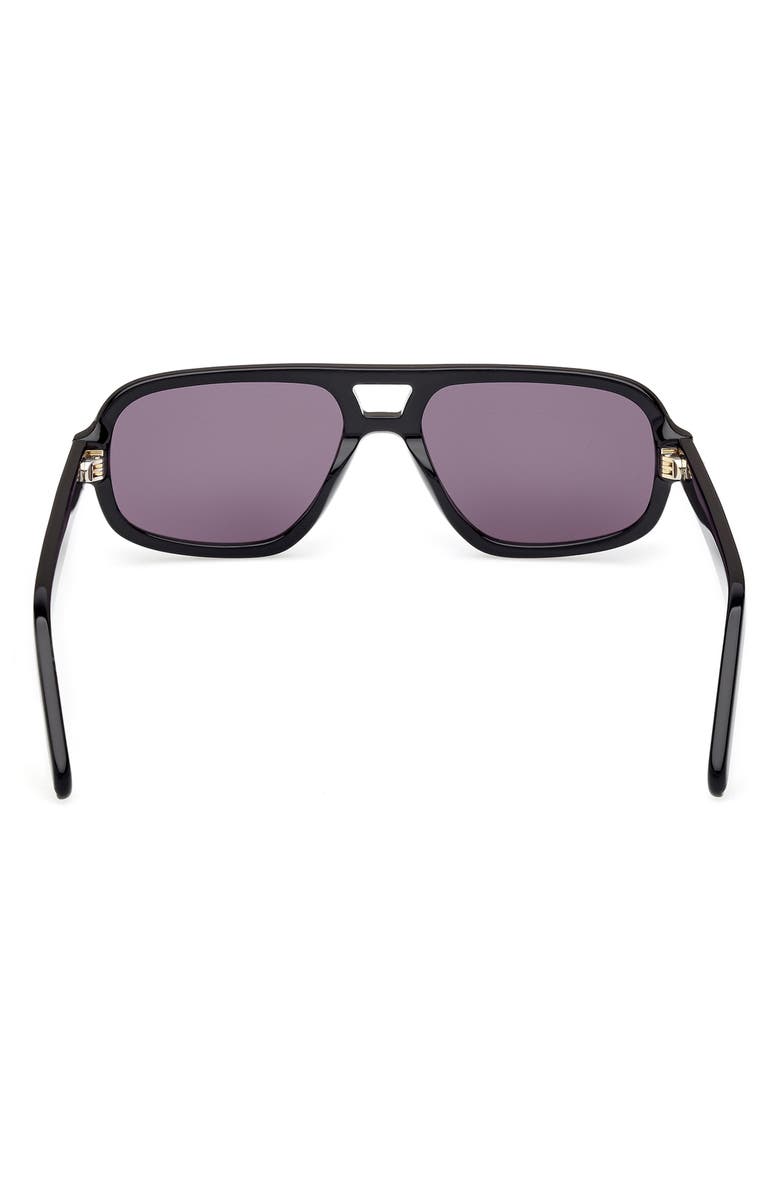 adidas 55MM Navigator Sunglasses, Alternate, color, Shiny Black / Smoke