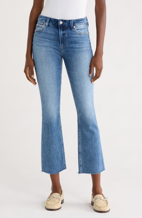 Colette Raw Hem High Waist Crop Flare Jeans (Showtime)