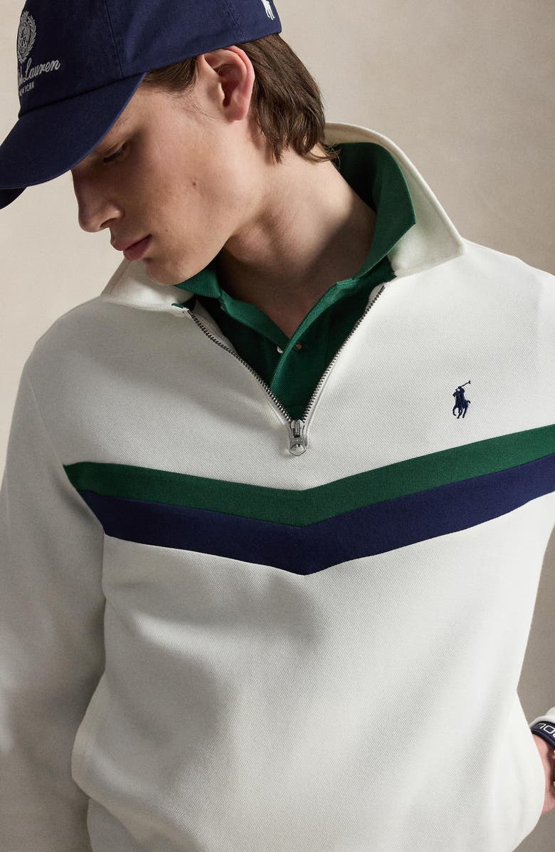 Polo Ralph Lauren Double Knit Quarter Zip Sweatshirt, Alternate, color, White