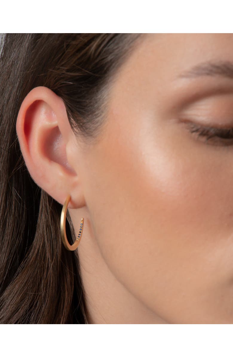 Eloise Jewelry Crescent Moon Hoops Sapphire Natural. Handmade in Italy, Alternate, color, Sapphire