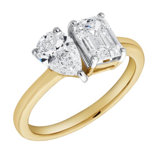 Luvmyjewelry Evermore 14k Gold Toi Et Moi Emerald And Pear Lab Grown Diamond Ring In 14k Yellow Gold