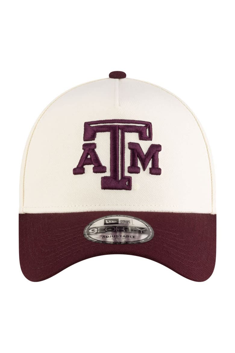Men's New Era  Cream Texas A&M Aggies 9FORTY A-Frame Adjustable Hat, Alternate, color, Cream