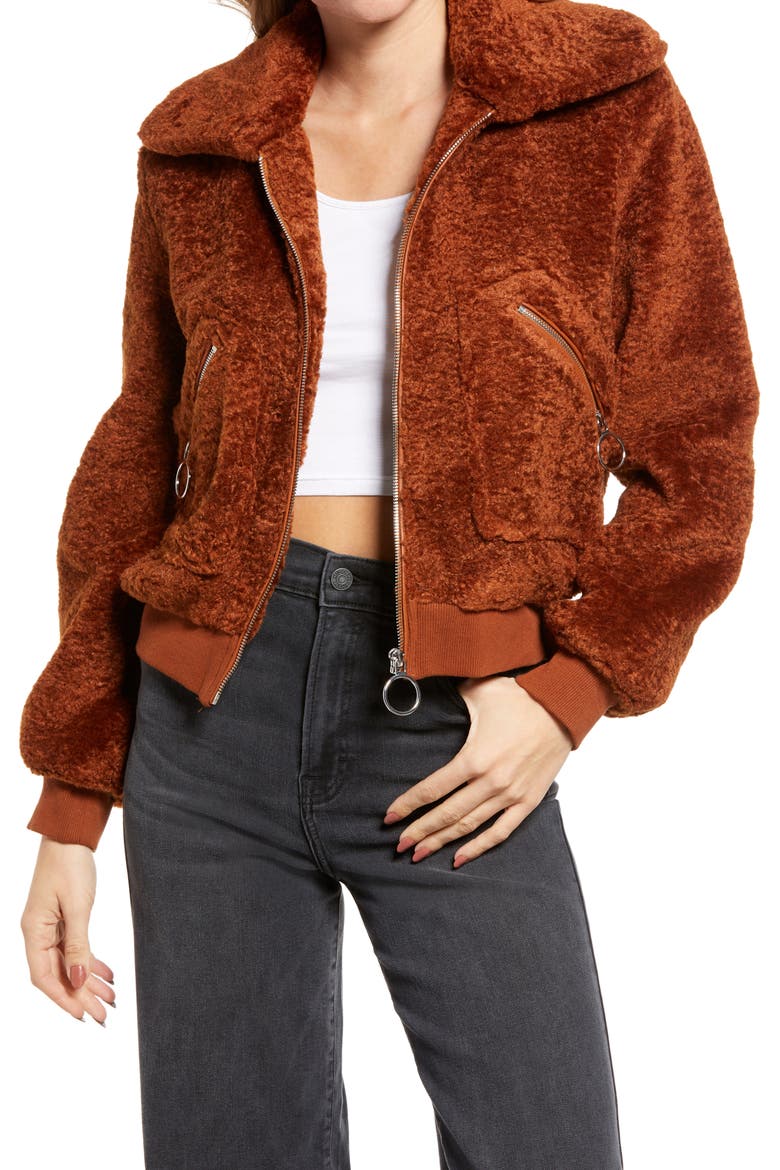 Faux Shearling Bomber Jacket, Main, color, LEVEL UP