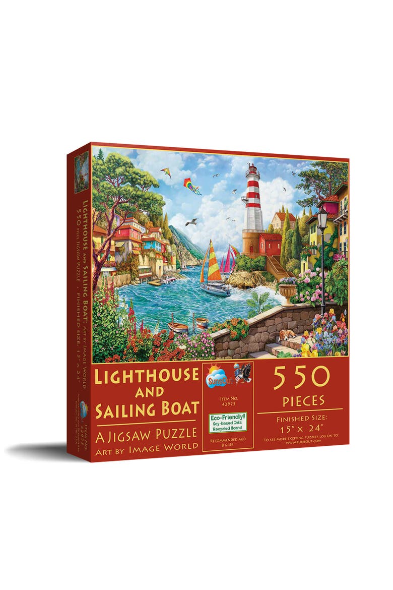 Lighthouse and Sailing Boat 550 piece Jigsaw Puzzle for Adults, Main, color, Multicolor