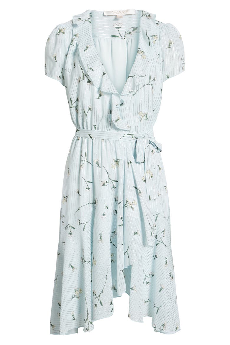 Sutton Ruffle Wrap Dress, Alternate, color, SKY BLUE FLORAL