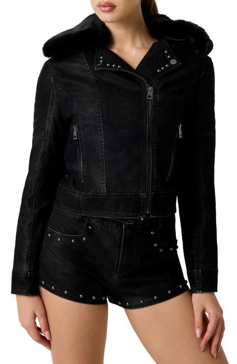 New Darcey Faux Leather Biker Jacket