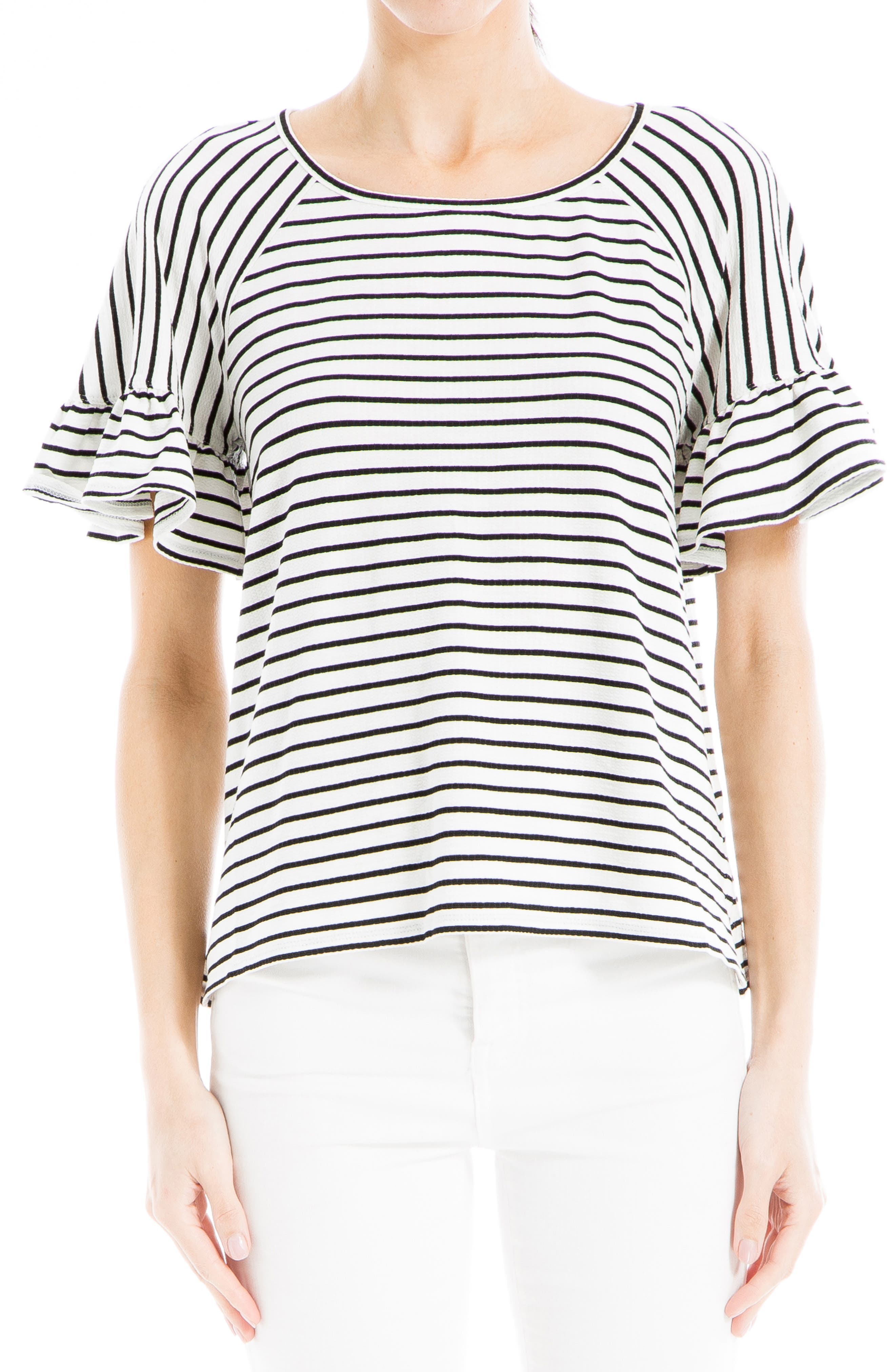 MAX STUDIO Stripe Flutter Sleeve Top
