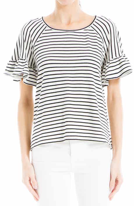 MAX STUDIO Stripe Flutter Sleeve Top